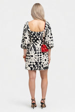 Printed Square Neck Bodycon Dress — back view