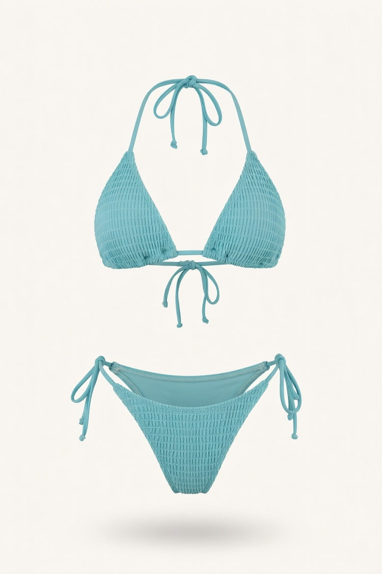 Cross-Front Bikini Set — Light Blue