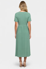 Draped Short Sleeve Dress — back view
