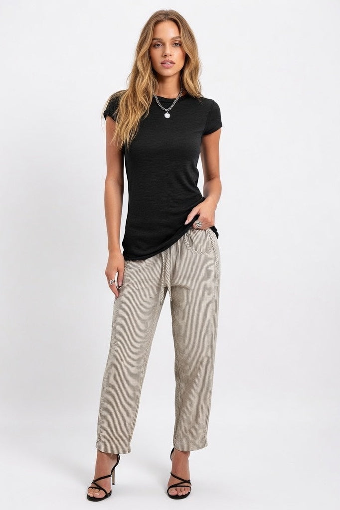 Slub Cotton Crew Neck Tee — Black