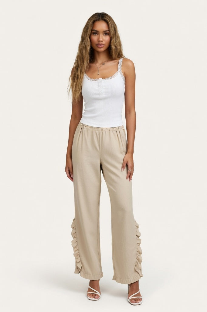 Ribbed Camisole with Built-in Bra — White