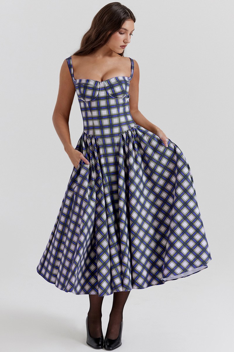 Halter Midi Dress — Blue — colour variant