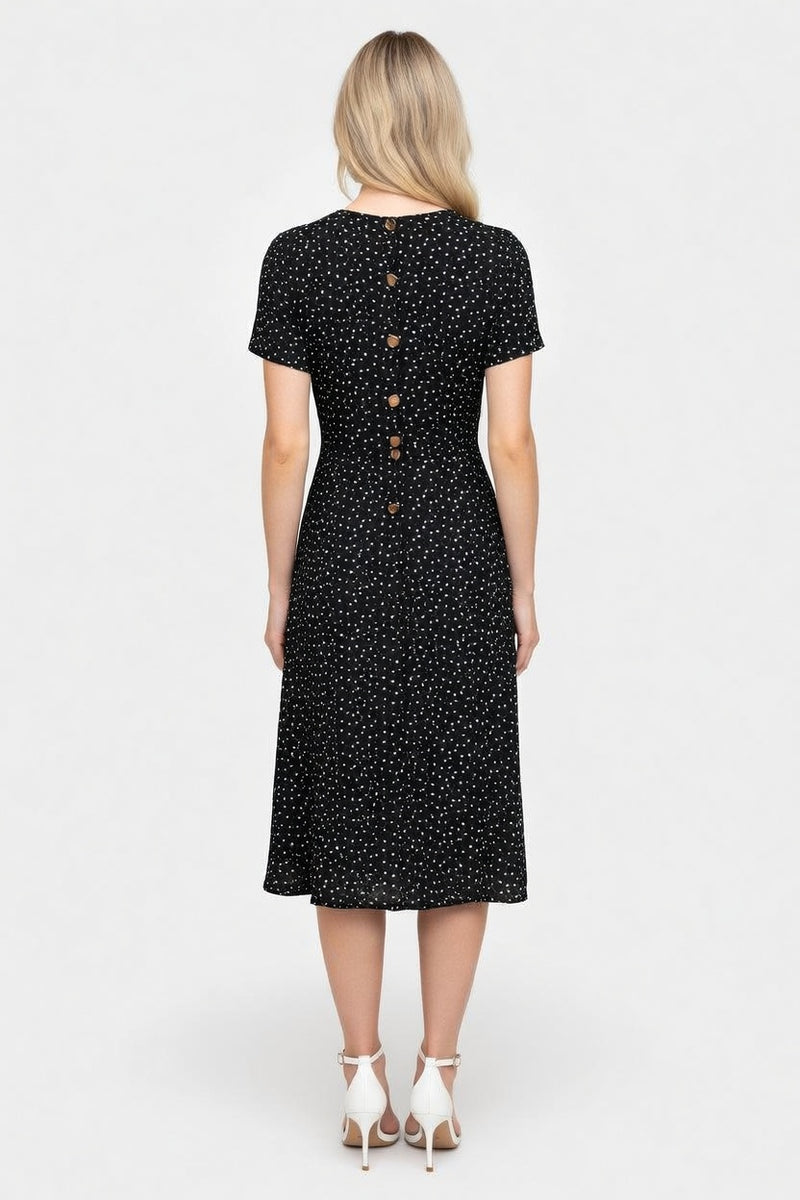 Polka Dot V-Neck Shirt Dress — back view