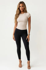 Ribbed Off-Shoulder Top — Apricot