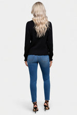 Micro-Puff Sleeve Knit Top — back view