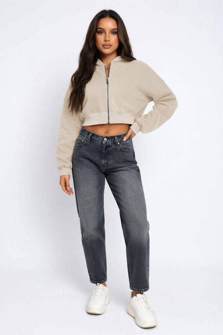 Oversized Hooded Sweatshirt — Color:E 24w 0318-086 # Apricot
