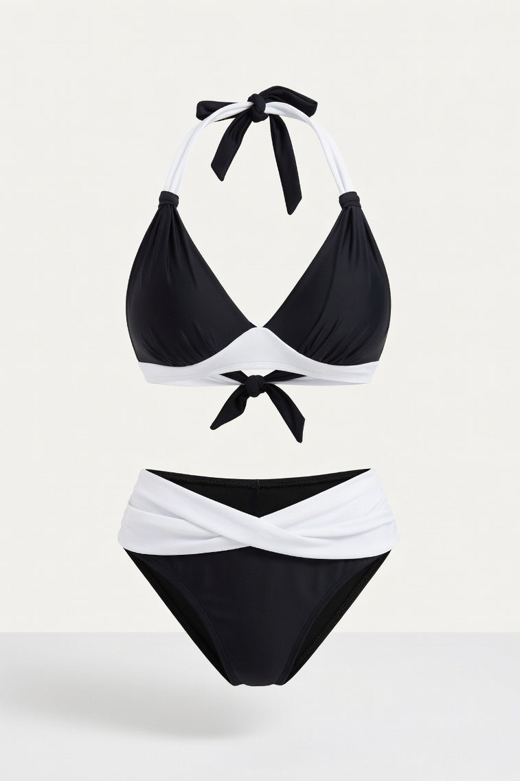 Halter Push-Up Split Swimsuit — White