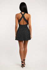 Polka Dot Halter Mini Dress — back view