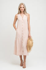 Cotton Halter Maxi Dress — Cream