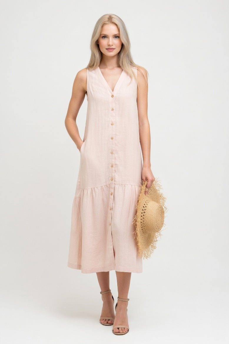 Cotton Halter Maxi Dress — Cream