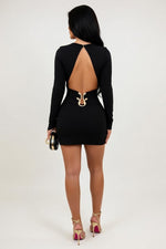Deep V Snake Hardware Dress — back view
