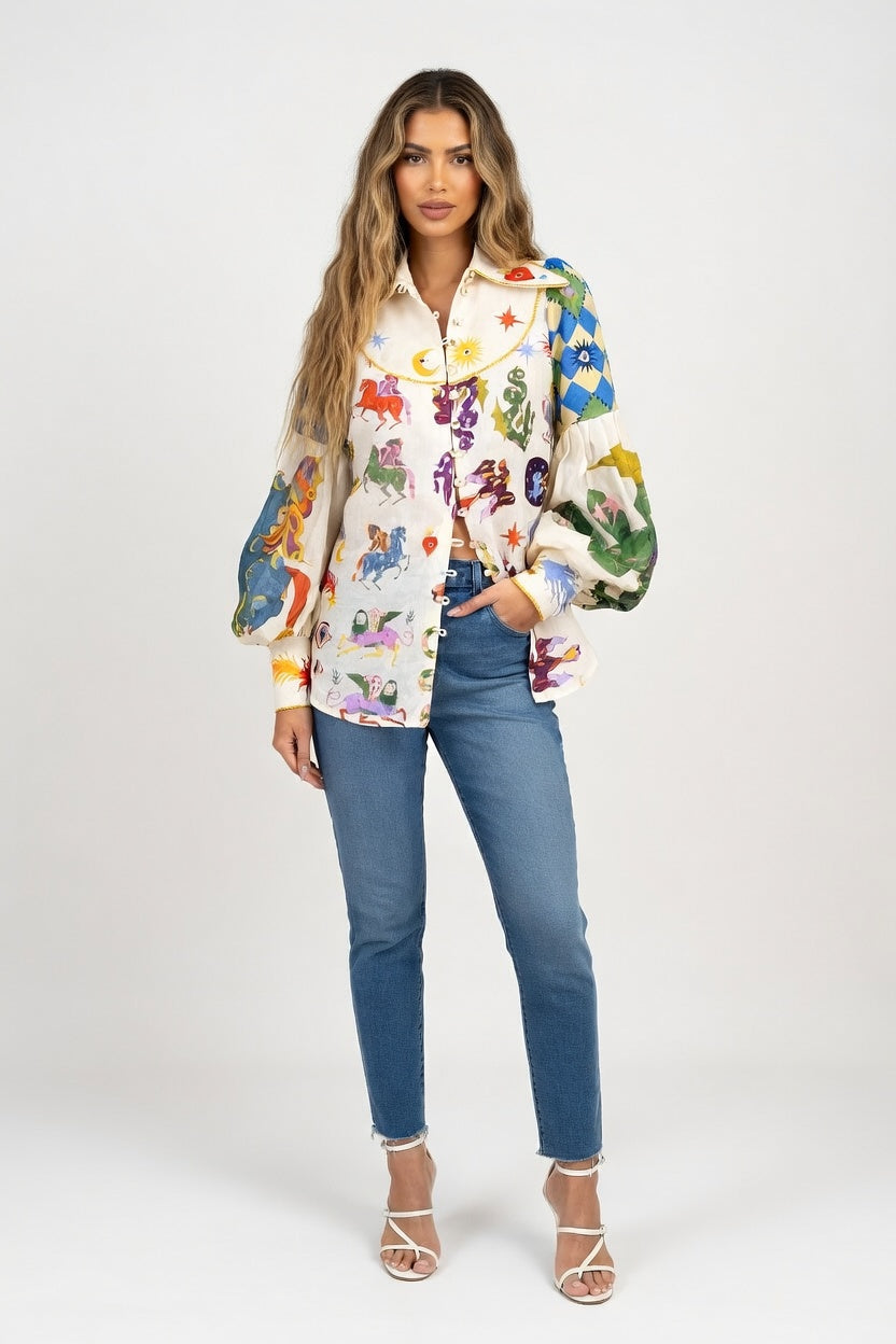 Graffiti Print Shirt — front view