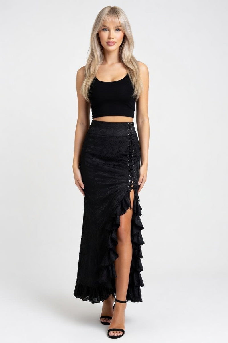 Gothic Fishtail Maxi Skirt — Pink