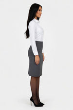High-Waisted Midi Skirt with Side Slit — side view
