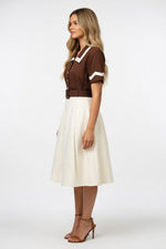 Contrast Lapel Short Sleeve Dress — side view