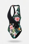 Printed Lace-Up Swimsuit