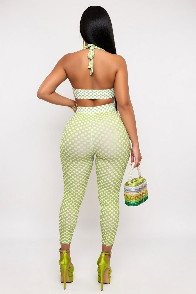 Polka Dot Tube Top Jumpsuit Set — back view