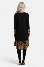 Printed Long Sleeve Midi Dress — back view