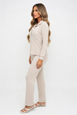 Ribbed Hoodie & Trouser Co-ord Set — side view