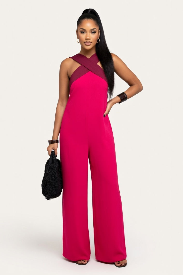 Cross Back Maxi Dress — Rose Red