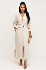 Belted Maxi Dress — Light Apricot