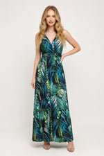 Printed Open Back Strap Dress — Green Print