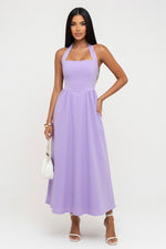 Square Neck Splice Dress — Light Purple