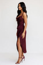Satin Slip Dress with Side Split — side view