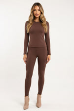 Ribbed Co-Ord Set — Dark Brown