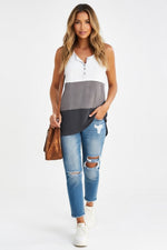 Contrast Collar Button Vest — White