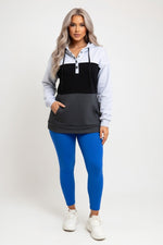 Button Detail Hooded Sweatshirt — Grey