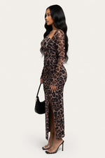 Off-Shoulder Leopard Print Bodycon Dress — side view
