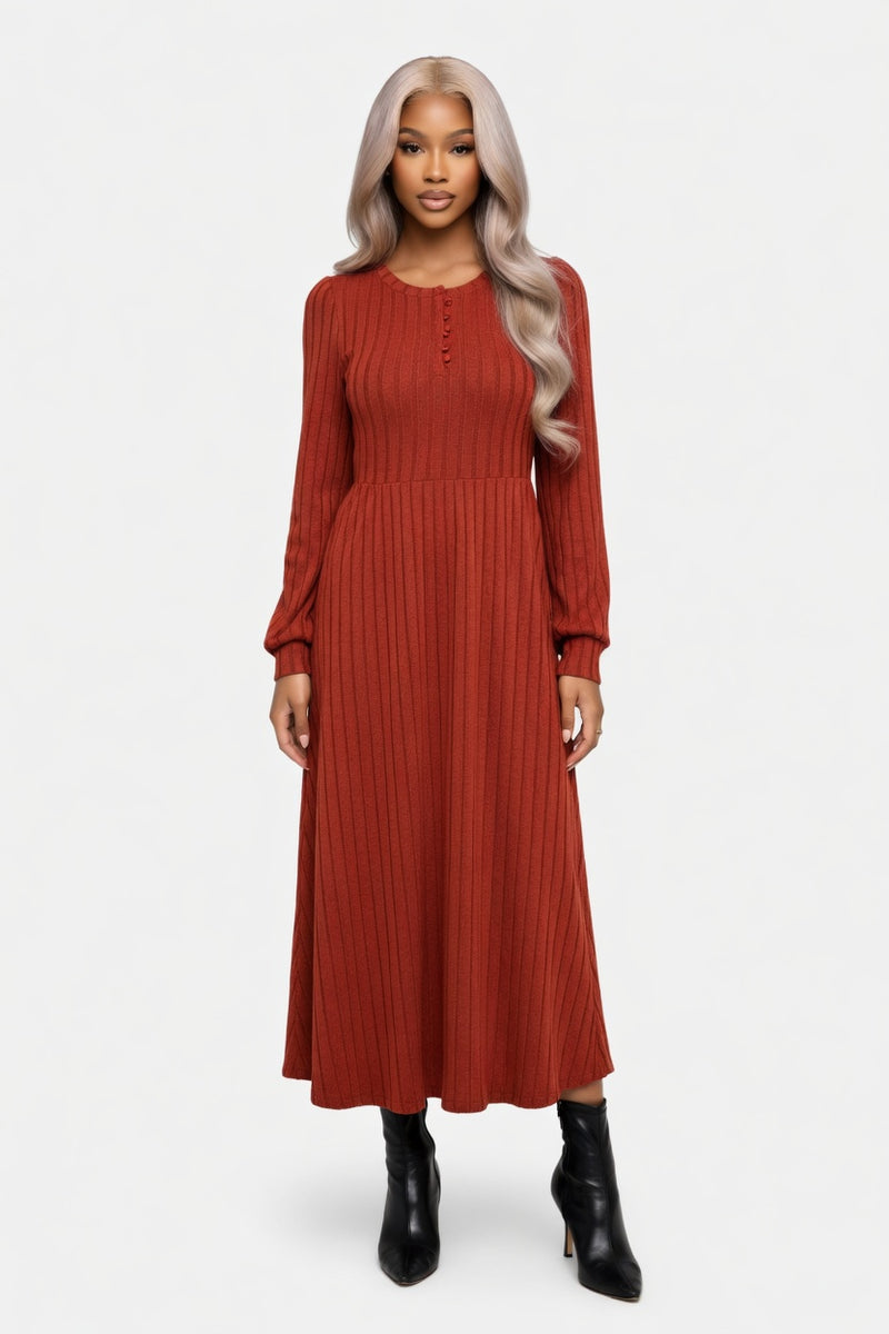 Wool Blend Knit Dress — front view