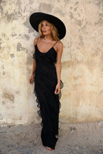 Halter Backless Dress with Side Slit — Black — colour variant
