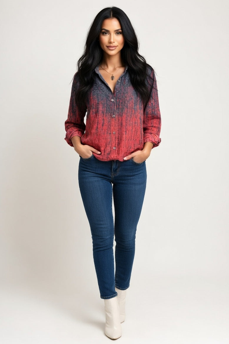 Printed Cotton-Linen Shirt — Vintage 2