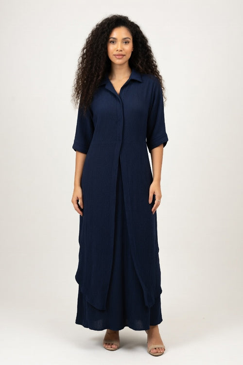 Cotton Linen Shirt & Wide Leg Trouser Co-ord — Black