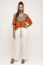 Digital Print V-Neck Vest — Orange