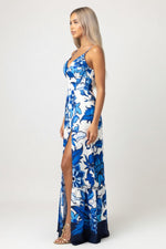 Printed V-Neck Halter Dress — side view