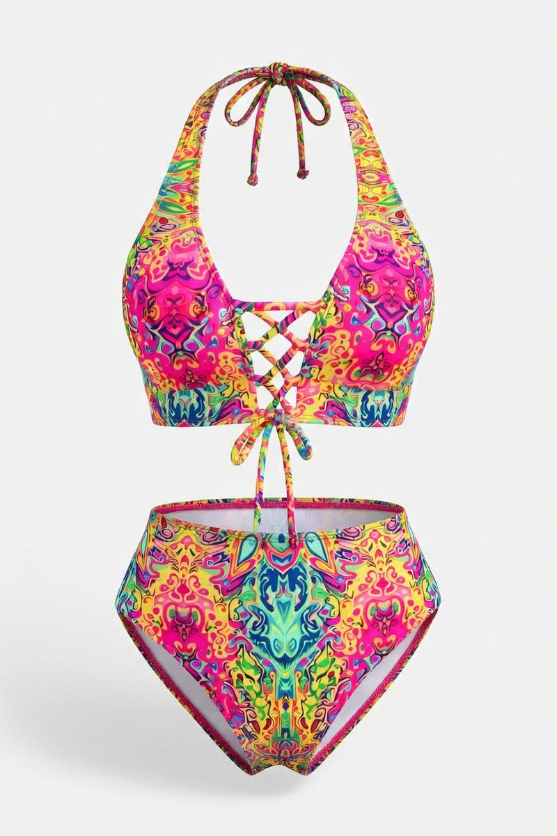 Lace-Up Bikini Set — front view