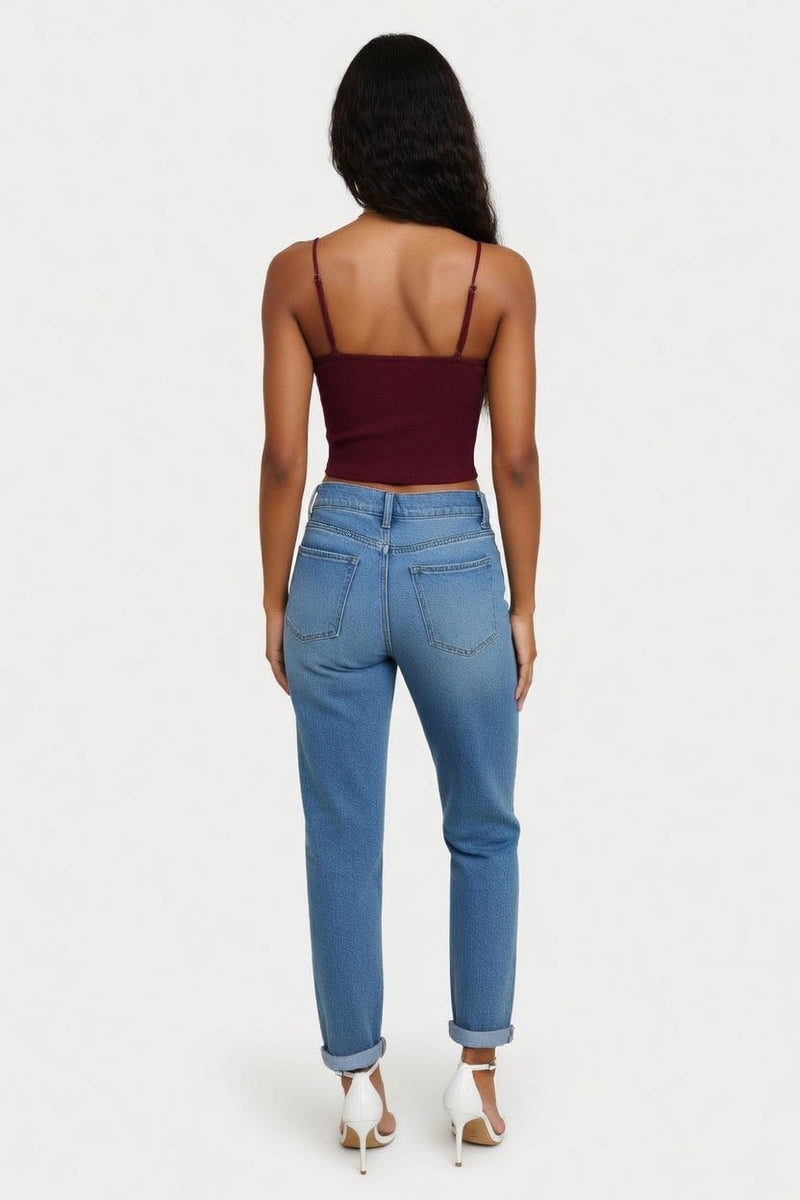 Cut-Out Halter Crop Top — back view