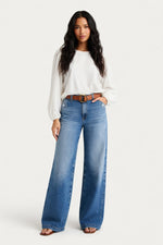 Wide Leg Denim Jeans — front view