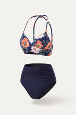 High Waist Split Bikini Set — Black Green