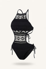 Lace Cut-Out Swimsuit — Black