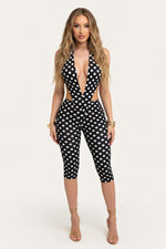 Plunge Neck Bodycon Jumpsuit — White
