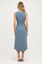 Cross Waist V-Neck Midi Dress — back view