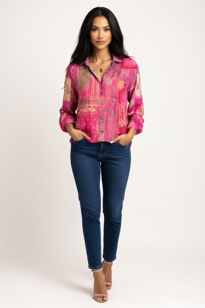 Printed Cotton-Blend Shirt — Vintage 8