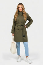 Belted Windbreaker Jacket — Green