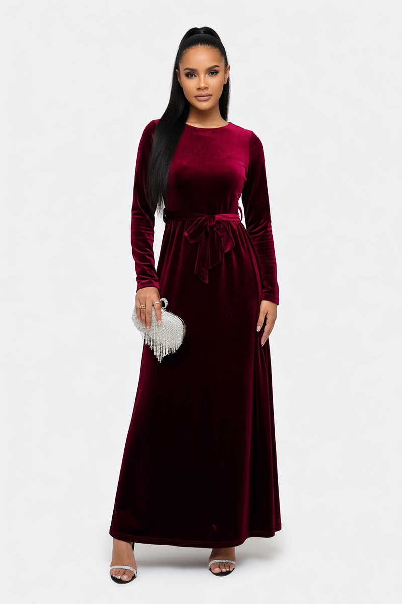 Velvet Maxi Dress — front view