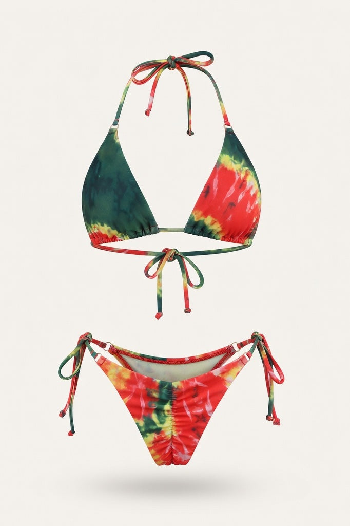 Triangle Bikini Set — Red Floral