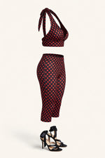 Polka Dot Halter Top Three-Piece Set — side view